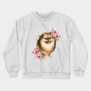 Cute Brown Pomeranian Spitz Puppy Dog Crewneck Sweatshirt